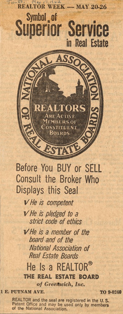 Newspaper Clipping Realtor 1962