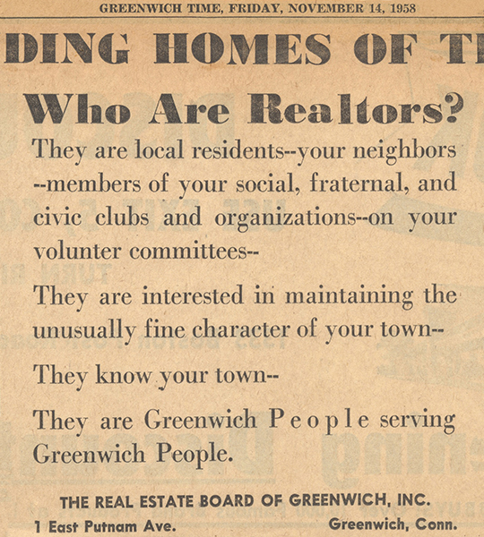 Who Are Realtors Greenwich Time 1958