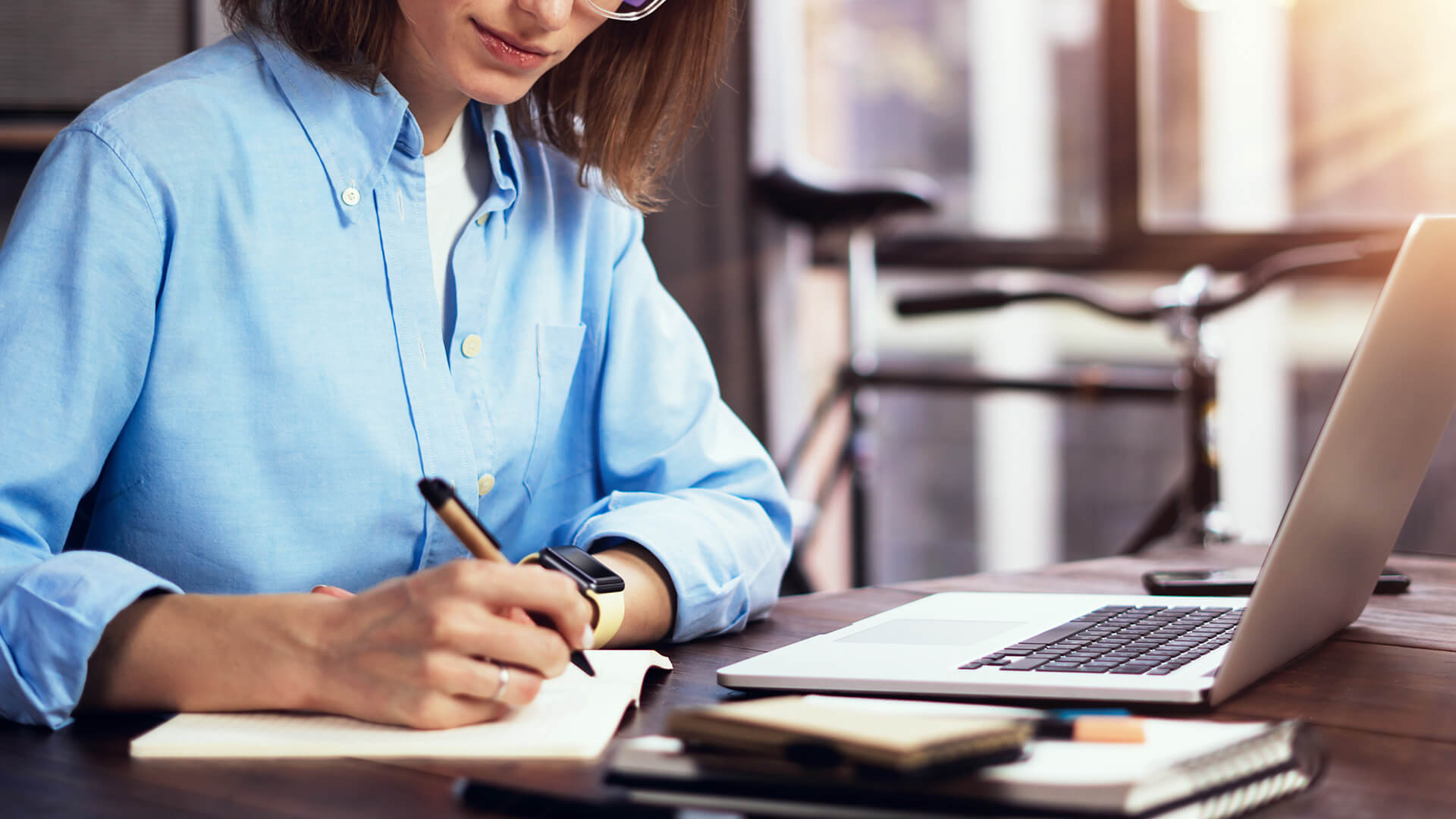 Woman Working Laptop Home